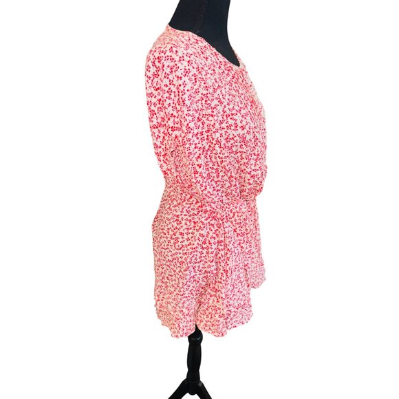 Free People One Fine Day Floral-Print Mini Dress Red White Romantic Cottage Core - Picture 5 of 14